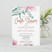 Trouwpaar koper glitter roze koppels douche kaart (Staand voorkant)