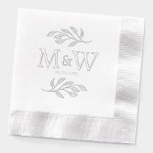 Trouwpaar Monogram Datum Elegant Botanisch Folie Servetten