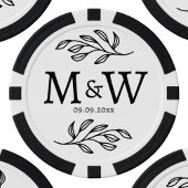 Trouwpaar Monogram Datum Elegant Botanisch Poker Chips