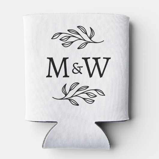 Trouwpaar Monogram Elegant Botanisch Blikjeskoeler (Achterkant)