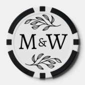 Trouwpaar Monogram Elegant Botanisch Poker Chips (Voorkant)