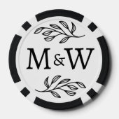 Trouwpaar Monogram Elegant Botanisch Poker Chips (Achterkant)