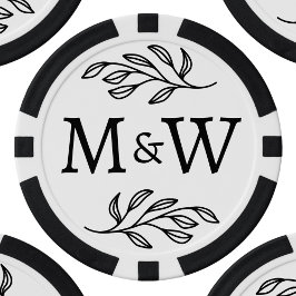 Trouwpaar Monogram Elegant Botanisch Poker Chips