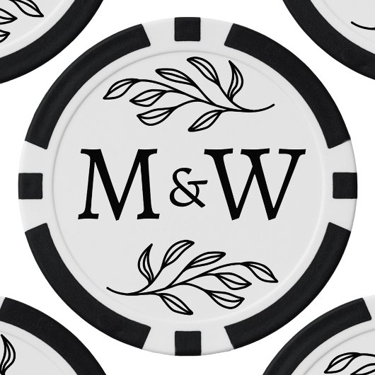 Trouwpaar Monogram Elegant Botanisch Poker Chips