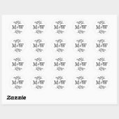 Trouwpaar Monogram Elegant Botanisch Ronde Sticker (Vel)