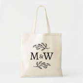 Trouwpaar Monogram Elegant Botanisch Tote Bag (Voorkant)