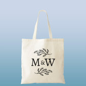 Trouwpaar Monogram Elegant Botanisch Tote Bag