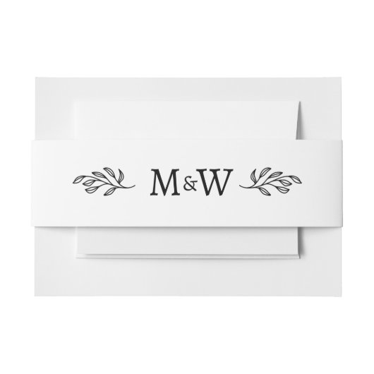 Trouwpaar Monogram Elegant Botanisch Uitnodigingen Wikkel (Voorkant Voorbeeld)