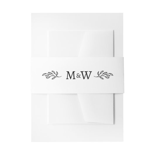 Trouwpaar Monogram Elegant Botanisch Uitnodigingen Wikkel (Voorkant Voorbeeld)