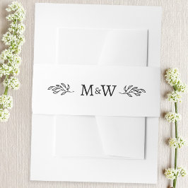 Trouwpaar Monogram Elegant Botanisch Uitnodigingen Wikkel