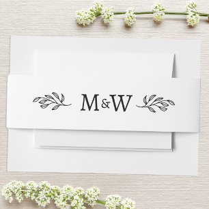 Trouwpaar Monogram Elegant Botanisch Uitnodigingen Wikkel