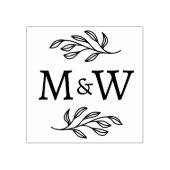 Trouwpaar Monogram Elegante Botanische Rubberstempel (Afrduk)