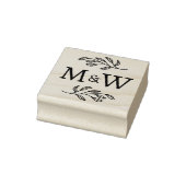 Trouwpaar Monogram Elegante Botanische Rubberstempel (Stempel)