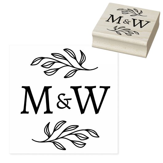 Trouwpaar Monogram Elegante Botanische Rubberstempel