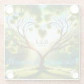 Trouwpaar Monogram Groen Glazen Onderzetter (Achterkant)