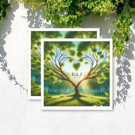 Trouwpaar Monogram Groen servet