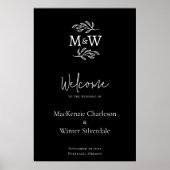 Trouwpaar Monogram Initialen Botanisch Welkom Poster (Voorkant)