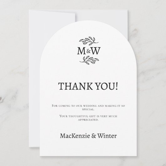 Trouwpaar Monogram Initialen Dank u kaart (Voorkant)