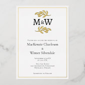 Trouwpaar Monogram Initialen Minimalistisch Folie Uitnodiging (Voorkant)