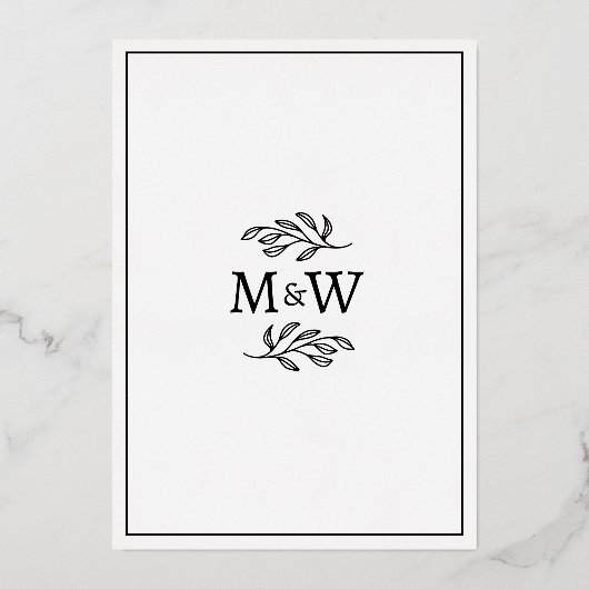 Trouwpaar Monogram Initialen Minimalistisch Folie Uitnodiging (Achterkant)