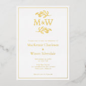 Trouwpaar Monogram Initialen Minimalistisch Goud Folie Uitnodiging (Voorkant)