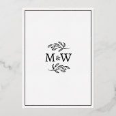 Trouwpaar Monogram Initialen Minimalistisch Zilver Folie Uitnodiging (Achterkant)