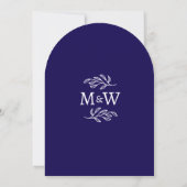 Trouwpaar Monogram Initialen Navy Blue Arch Kaart (Achterkant)