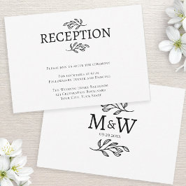 Trouwpaar Monogram Initialen Receptie Kaart