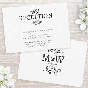 Trouwpaar Monogram Initialen Receptie Kaart