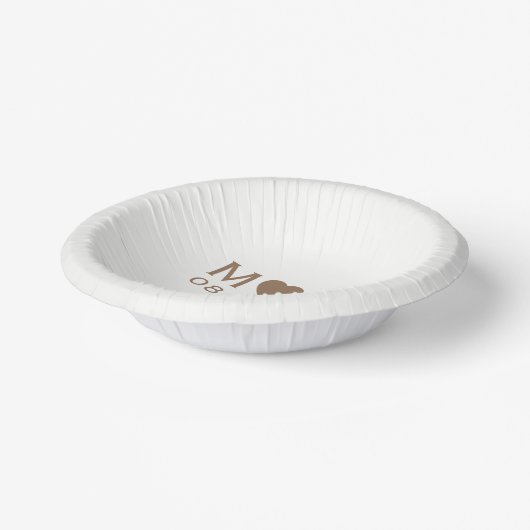 Trouwpaar Monogram Liefde Hart Papieren Kommen (Gebogen)