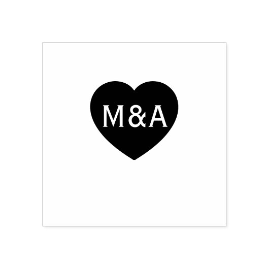 Trouwpaar Monogram Liefde Hart Rubberstempel (Afrduk)