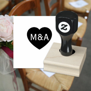 Trouwpaar Monogram Liefde Hart Rubberstempel