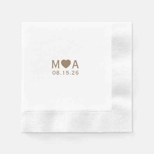 Trouwpaar Monogram Liefde Hart Servet (Voorkant)