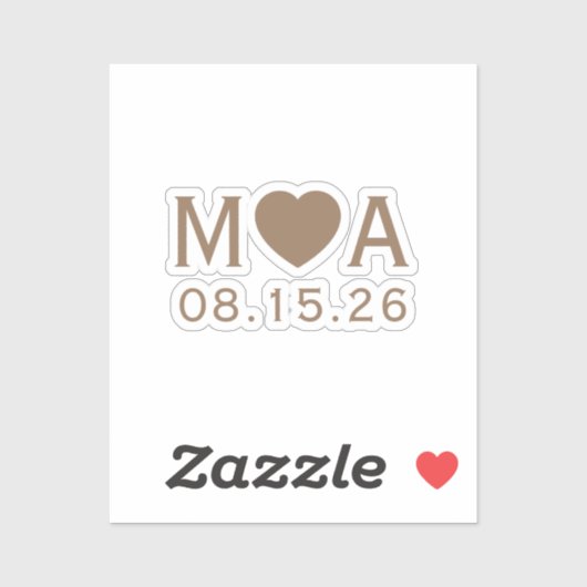 Trouwpaar Monogram Liefde Hart Sticker (Vel)