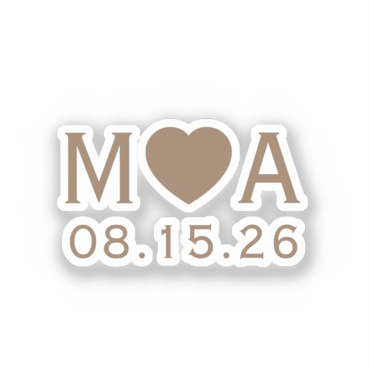 Trouwpaar Monogram Liefde Hart Sticker (Voorkant)