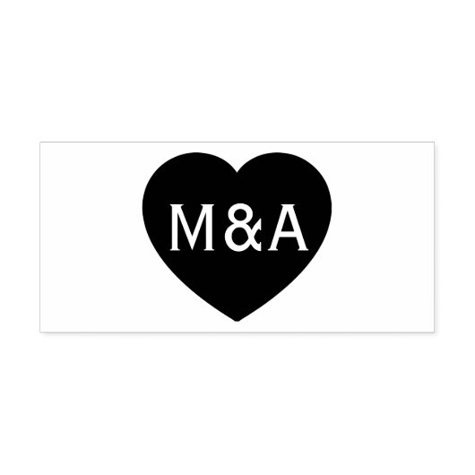 Trouwpaar Monogram Liefde Hart Zelfinktende Stempel (Design)
