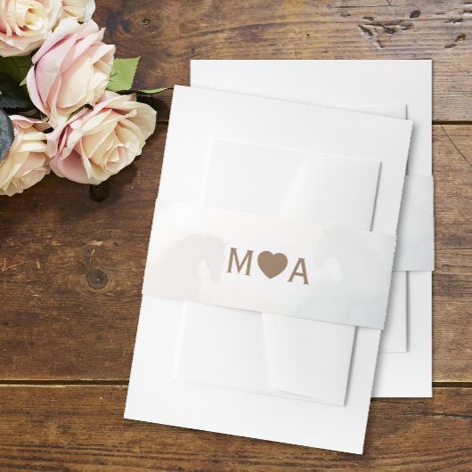 Trouwpaar Monogram Uitnodiging Buik Band Uitnodigingen Wikkel