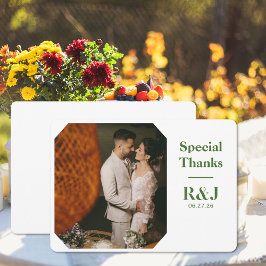 Trouwpaar Monogram Voeg foto toe Dank u kaart Notitiekaartje