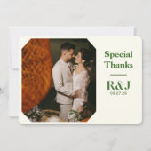Trouwpaar Monogram Voeg foto toe Dank u kaart Notitiekaartje (Voorkant)