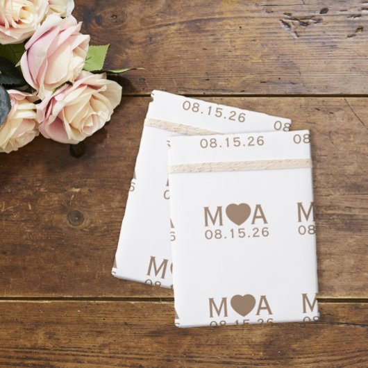 Trouwpaar Monogram Wrapping Paper Cadeaupapier