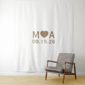 Trouwpaar Monogrammen Achtergrond Wandkleed (In situ)