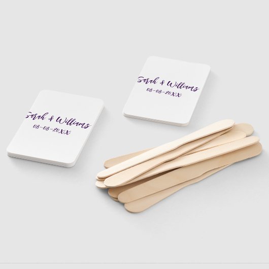 Trouwpaar. Naam datum paarse eenvoudige minimum mo Handwaaier (Niet-gemonteerd)