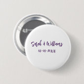 Trouwpaar. Naam datum paarse eenvoudige minimum mo Ronde Button 5,7 Cm (Voorkant /achterkant)