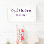 Trouwpaar. Naam datum paarse eenvoudige minimum mo Spandoek (Insitu)