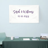 Trouwpaar. Naam datum paarse eenvoudige minimum mo Spandoek (Beurs)