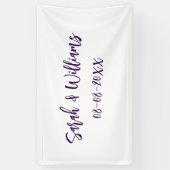 Trouwpaar. Naam datum paarse eenvoudige minimum mo Spandoek (Verticaal)