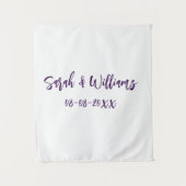 Trouwpaar. Naam datum paarse eenvoudige minimum mo Wandkleed (Voorkant)