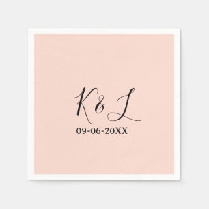 Trouwpaar naam letter datum rode pastel achtergron servet