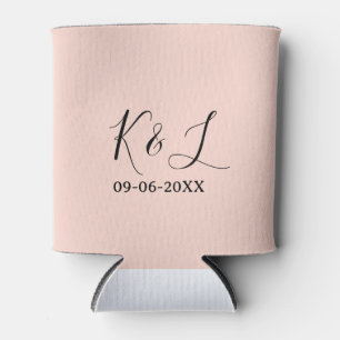 Trouwpaar naam letter datum rood pastel achtergron blikjeskoeler