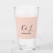 Trouwpaar naam letter datum rood pastel achtergron glas (Achterkant)